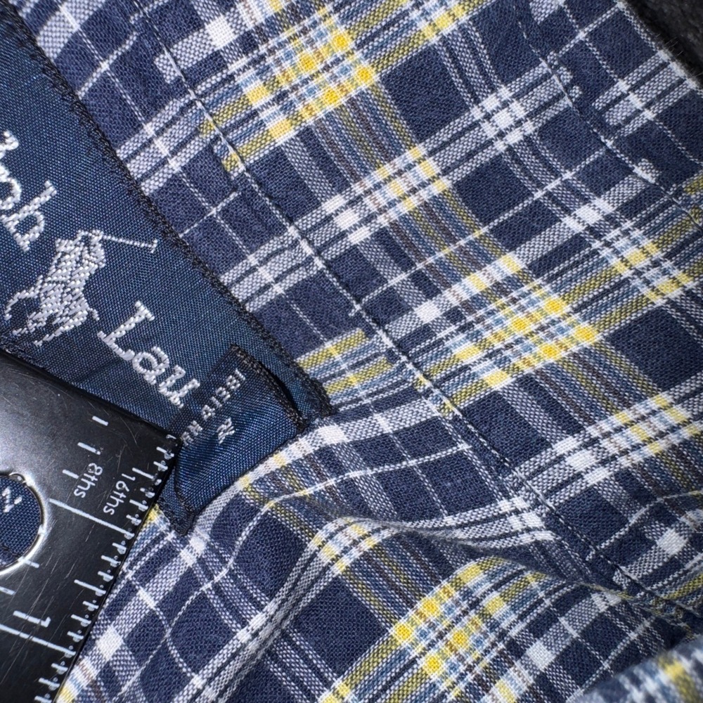 Ralph Lauren Blaire Mens XL Blue Yellow Plaid Short Sleeve Button‎ Down Shirt - Picture 5 of 7